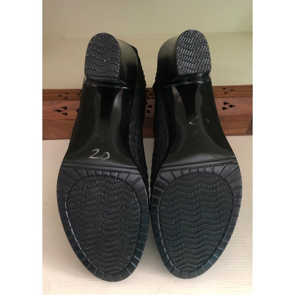 Woven Black Ankle Boots With Block Heel By White Mountain Women's Size 10 - Picture 5 of 10
